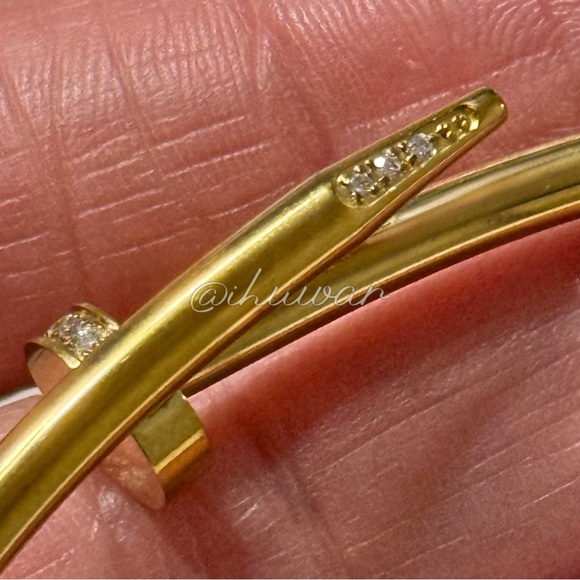 18K Gold Plated Nail Zircon Choker Necklace - Picture 4 of 12